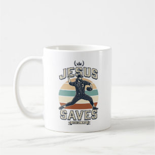 Jesus rettet Baseball Vintage Christian Vektor Des Kaffeetasse
