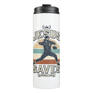 Jesus rettet Baseball Vintage Christian Vektor Des Thermosbecher