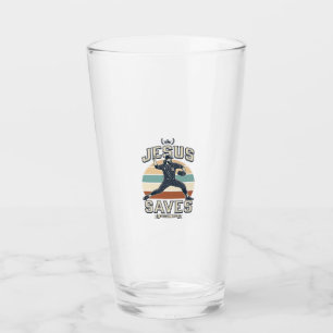 Jesus rettet Baseball Vintage Christliche Vektor D Glas