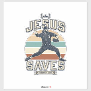 Jesus rettet Baseball Vintage Christlicher Vektor  Aufkleber