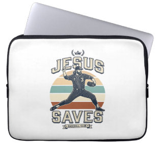 Jesus rettet Baseball Vintage Christlicher Vektor  Laptopschutzhülle