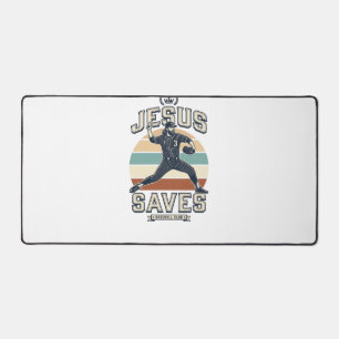 Jesus rettet Baseball Vintage Christlicher Vektor Schreibtischunterlage