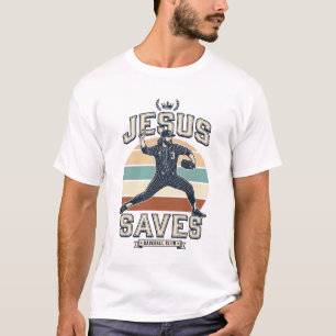 Jesus rettet Baseball Vintage Christlicher Vektor T-Shirt