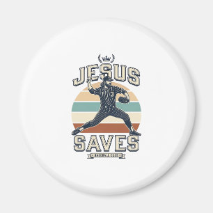 Jesus rettet Baseball Vintage-Christliches Vektord Magnet