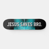 Jesus rettet Bro. Blue Lightning Skateboard (Horizontal)
