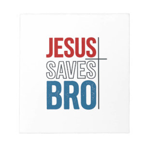 Jesus rettet Bro Christliche Typografie T-Shirt De Notizblock