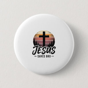 Jesus rettet Bro Vintage Christian Kreuz Shirt Des Button