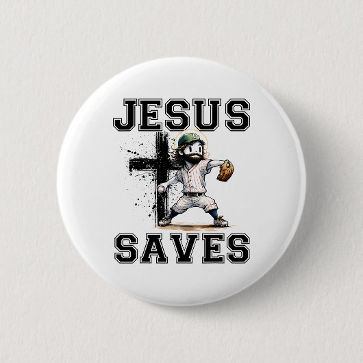 Jesus rettet Bysebyll Religiöser Christlicher Glau Button (Vorderseite)