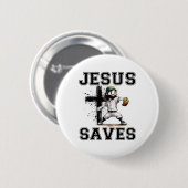 Jesus rettet Bysebyll Religiöser Christlicher Glau Button (Vorne & Hinten)