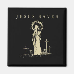 Jesus rettet christlichen Glauben Kreuz Vintage re Magnet