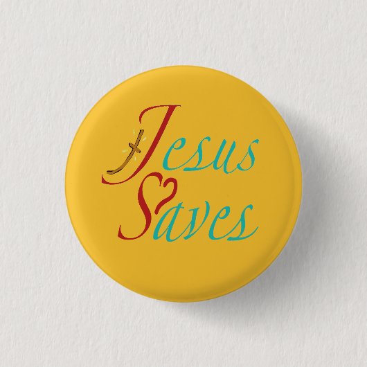 Jesus rettet christlicher Spruch Button (Vorderseite)
