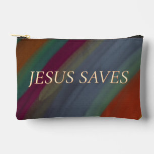 Jesus rettet christlicher Spruch mehrfarbig  Zubehörtasche