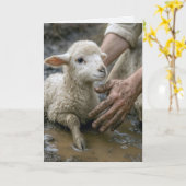 Jesus rettet ein Lamm Karte (Gelbe Blume)