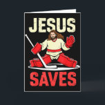 Jesus rettet Eishockey-Torhüter Spieler Christlich Karte<br><div class="desc">Jesus rettet Eishockey-Torhüter Spieler Christlich Lustiger Tee</div>