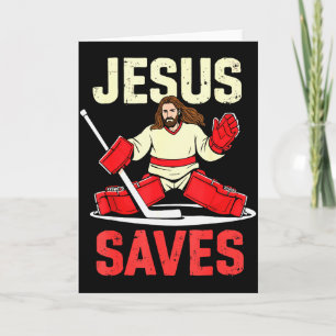 Jesus rettet Eishockey-Torhüter Spieler Christlich Karte