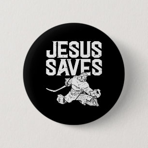 Jesus rettet Eishockey-Torhüter Sport religiöse Ch Button