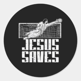 Jesus rettet Fußball christlicher Torwart Tor Runder Aufkleber