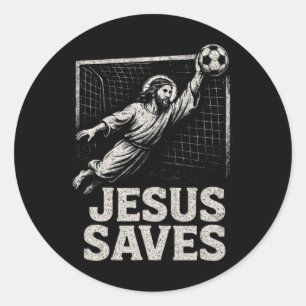 Jesus rettet - Fußball-Torhüter christliche Inspir Runder Aufkleber