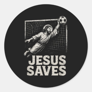 Jesus rettet - Fußball-Torhüter christliche Inspir Runder Aufkleber