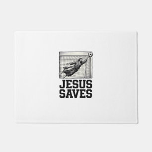 Jesus rettet Fußballtorwart Vintage-Engraving-Shir Fußmatte