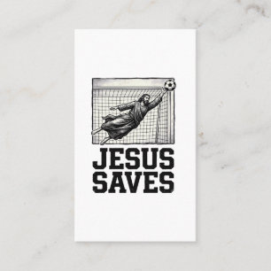 Jesus rettet Fußballtorwart Vintage-Engraving-Shir Visitenkarte