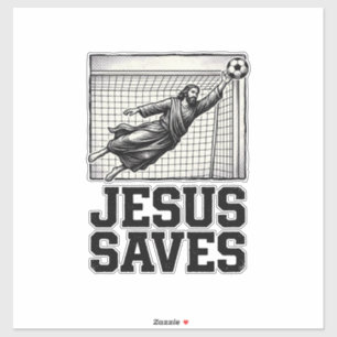 Jesus rettet Fußballtorwart Vintage Gravur Shirt_ Aufkleber