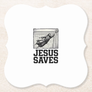 Jesus rettet Fußballtorwart Vintage Gravur Shirt_ Untersetzer