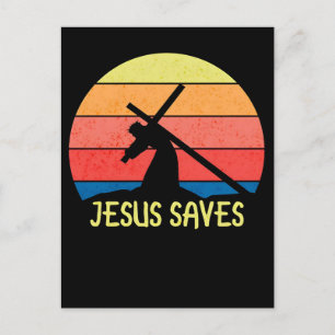 Jesus rettet Grunge christlich vintage Sonnenunter Feiertagspostkarte