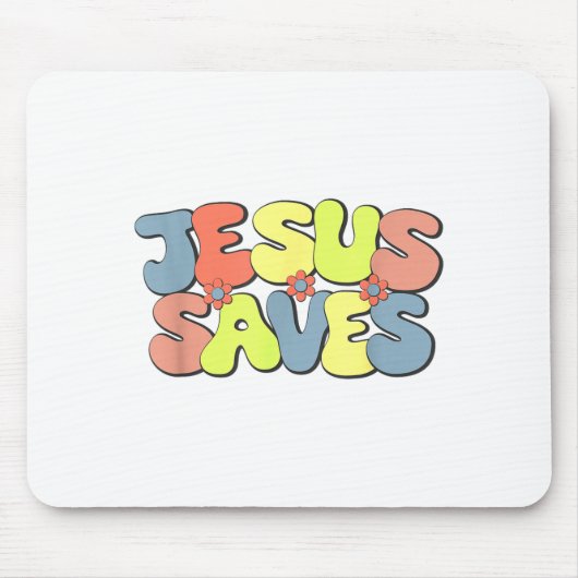 Jesus rettet - Hipe Flower Child Stil Mousepad (Vorne)