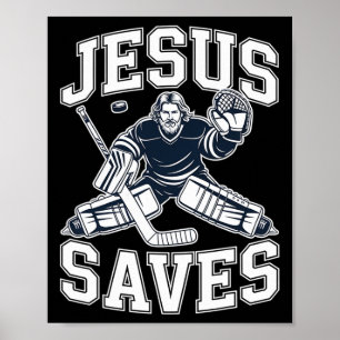 Jesus rettet – Hockey Humor für christliche Spiele Poster