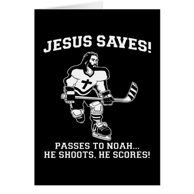 Jesus rettet Hockey lustiges T-Shirt (Vorne)