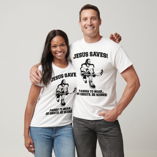 Jesus rettet Hockey lustiges T-Shirt (Unisex)