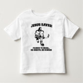 Jesus rettet Hockey lustiges T-Shirt (Vorderseite)