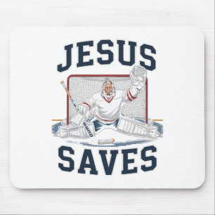 Jesus rettet Hockey-Spieler-Team Gott Hockey-Liebh Mousepad