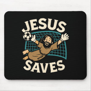 Jesus rettet I Christlicher Glaube I Jesus Fußball Mousepad