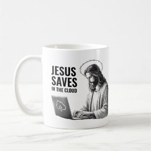 Jesus rettet in der Wolke - Lustiges Jesus Meme Kaffeetasse