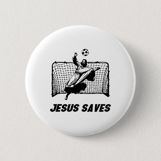 Jesus rettet Jesus gerettet Fußball Tor Torwart Button (Vorderseite)