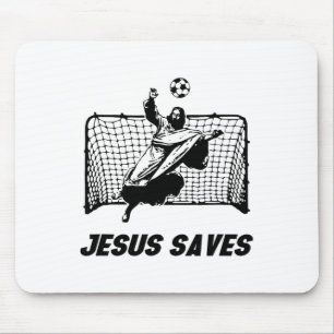 Jesus rettet Jesus gerettet Fußball Tor Torwart  Mousepad