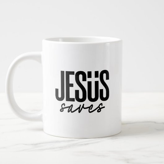 JESUS RETTET Jumbo-Tasse (Links)
