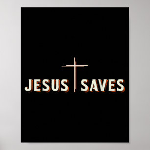 Jesus rettet Kreuz Gott Christliches Grafik Poster