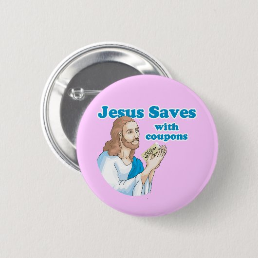 JESUS RETTET MIT KUPONS BUTTON (Vorne & Hinten)