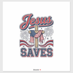 Jesus rettet patriotisches christliches Vintage-Sh Aufkleber