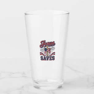 Jesus rettet patriotisches christliches Vintage-Sh Glas