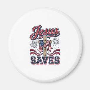 Jesus rettet patriotisches christliches Vintage-Sh Magnet