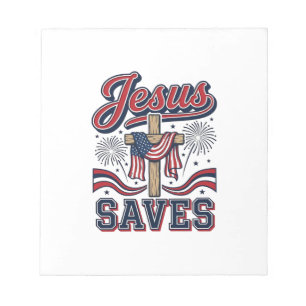 Jesus rettet patriotisches christliches Vintage-Sh Notizblock
