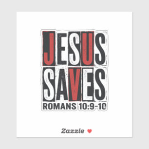 Jesus rettet Römer 10_9 Christliches Vintage-Shirt Aufkleber