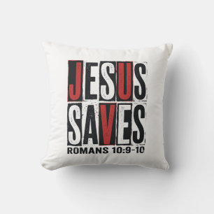 Jesus rettet Römer 10_9 Christliches Vintage-Shirt Kissen