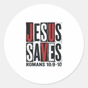 Jesus rettet Römer 10_9 Christliches Vintage-Shirt Runder Aufkleber