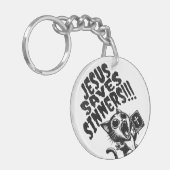 Jesus rettet Sünder - Kitty Schlüsselanhänger (Vorderseite links)