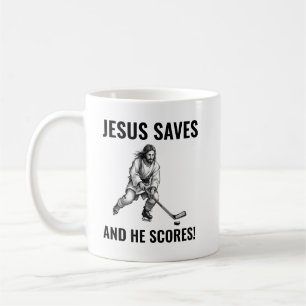 Jesus rettet und er schießt ein Tor - Jesus Hockey Kaffeetasse